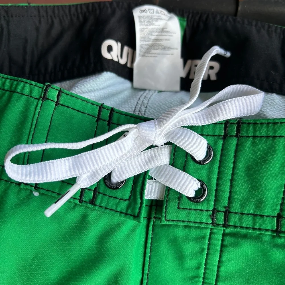 Quiksilver Green Fighting Irish Boardshorts with White Accents